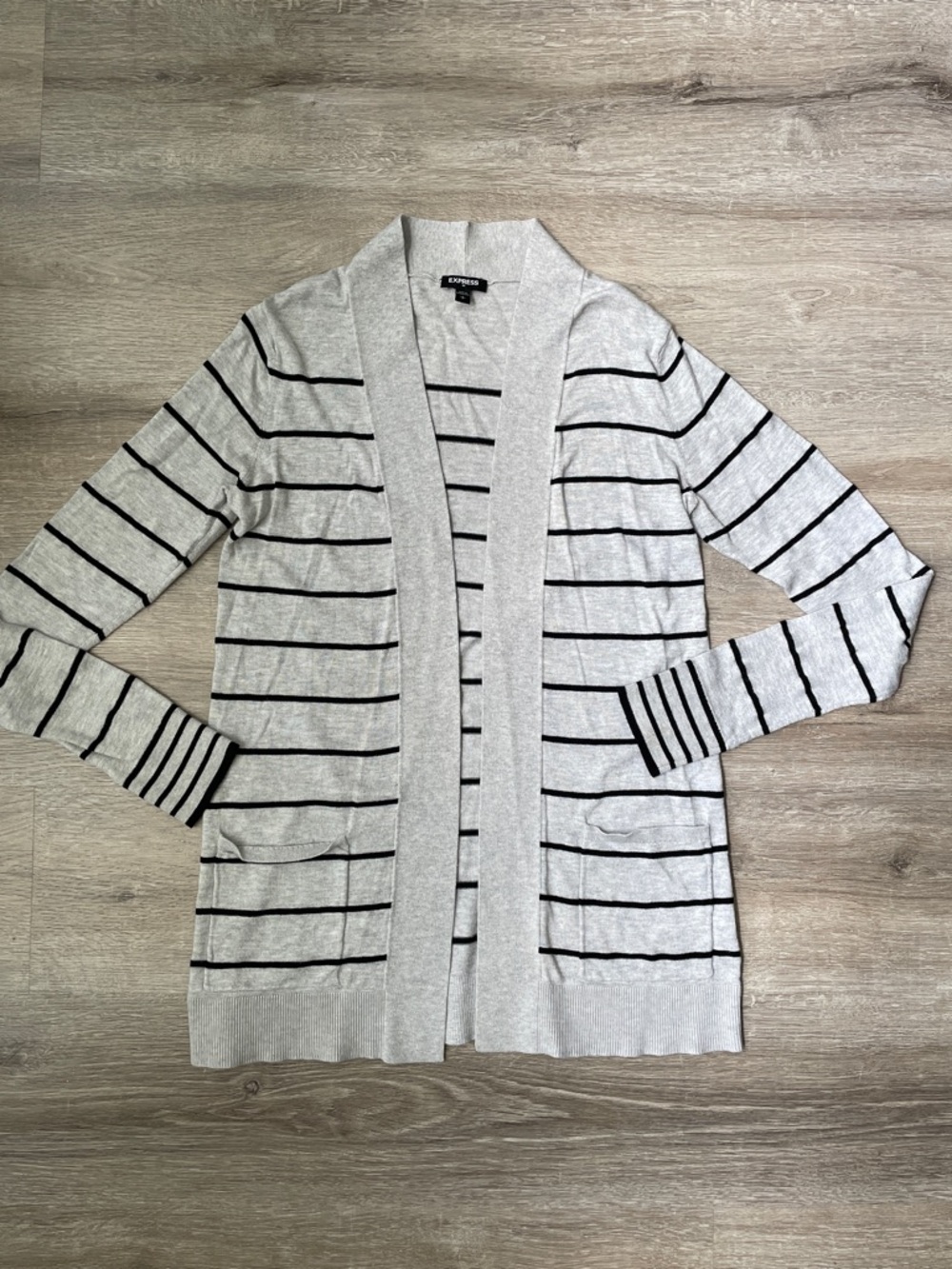 Express | gray striped cardigan size small